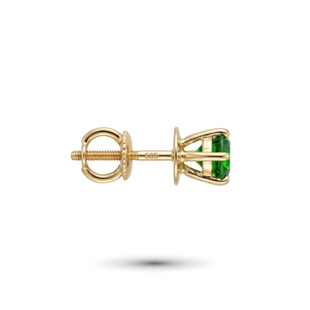 Серьги из желтого золота с хромдиопсидом