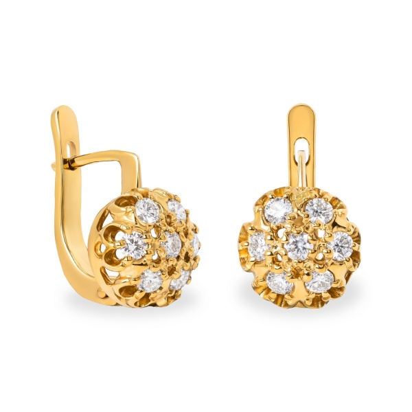 Серьги из желтого золота с бриллиантами