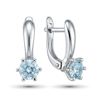 Серьги из родированного золота с аквамарином