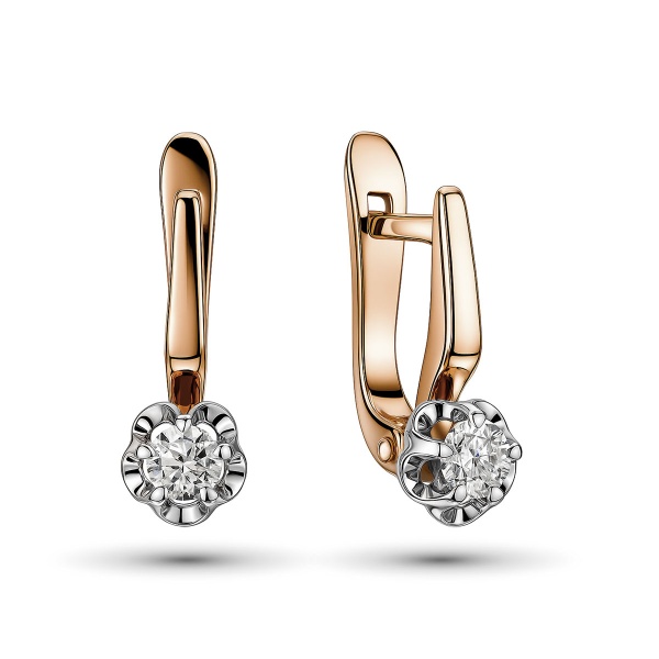 Серьги из комбинированного золота с бриллиантами