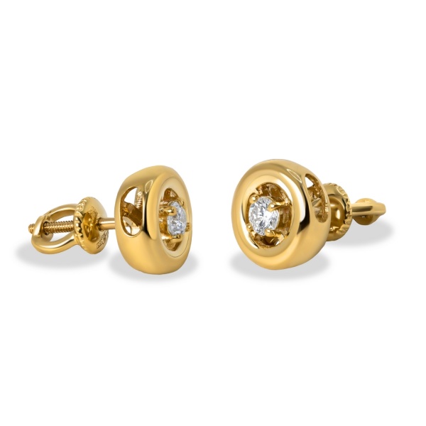 Серьги из желтого золота с бриллиантами