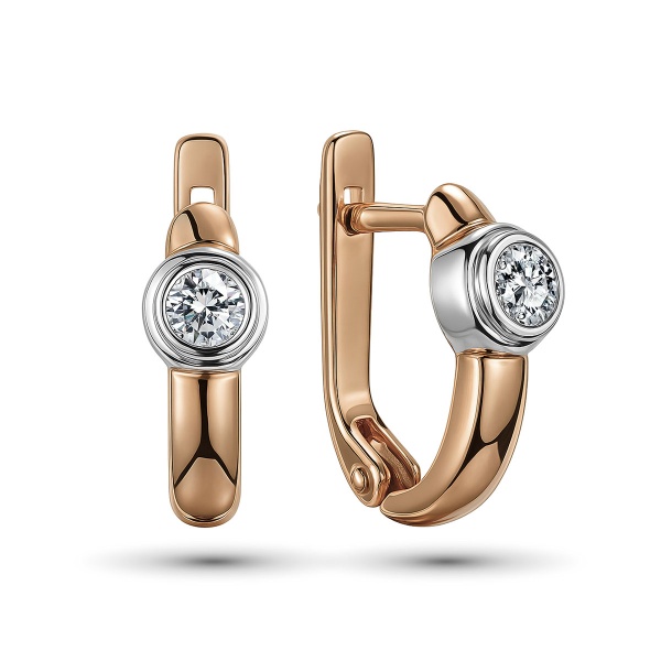 Серьги из комбинированного золота с бриллиантами