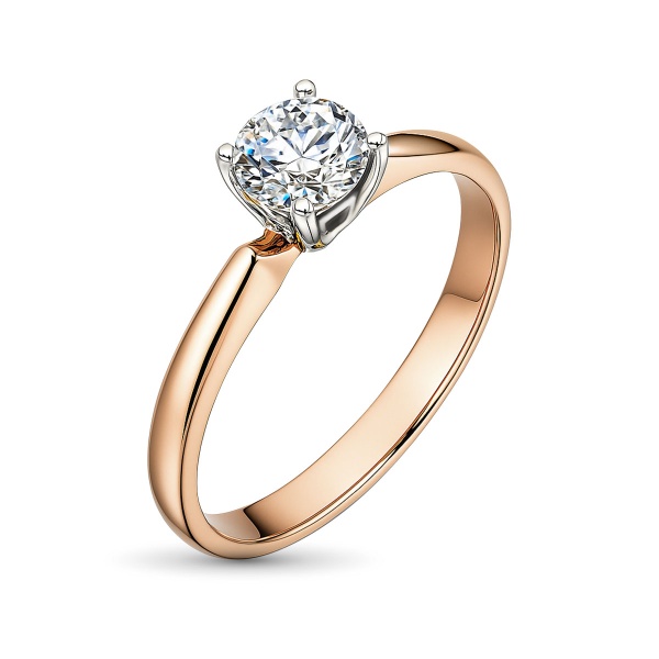 Кольцо из комбинированного золота с бриллиантом