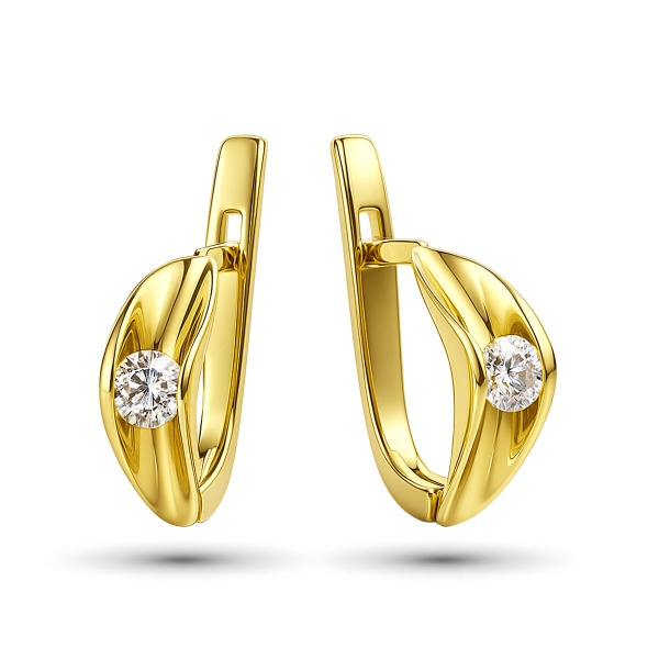 Серьги из желтого золота с бриллиантами