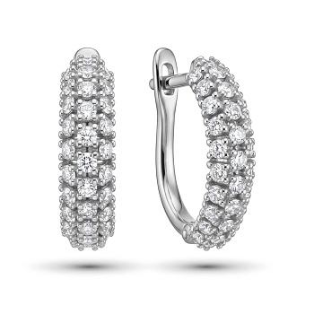 Серьги из родированного золота с бриллиантами