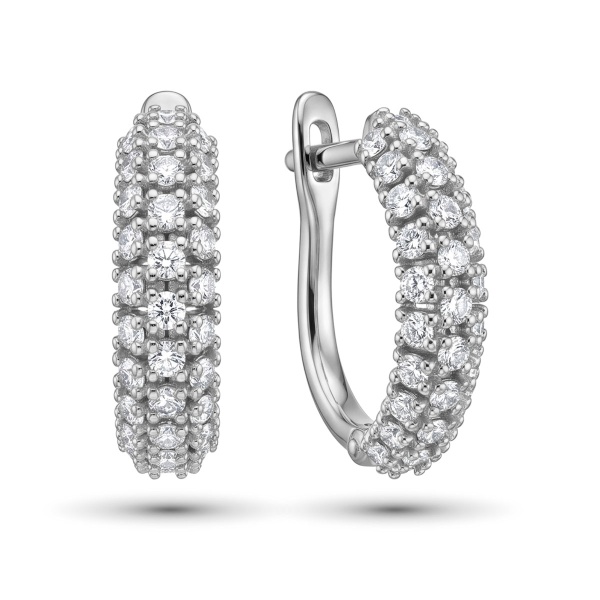 Серьги из родированного золота с бриллиантами