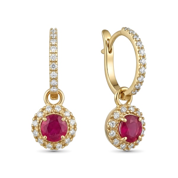 Серьги из красного золота с рубинами и бриллиантами