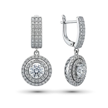 Серьги из родированного золота с бриллиантами