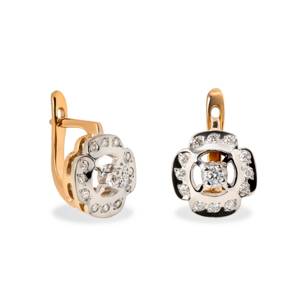 Серьги из комбинированного золота с бриллиантами
