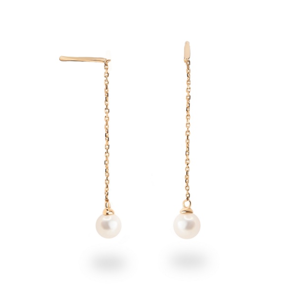 Серьги из красного золота с жемчугом