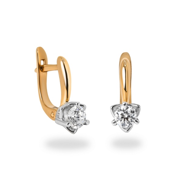 Серьги из комбинированного золота с бриллиантами