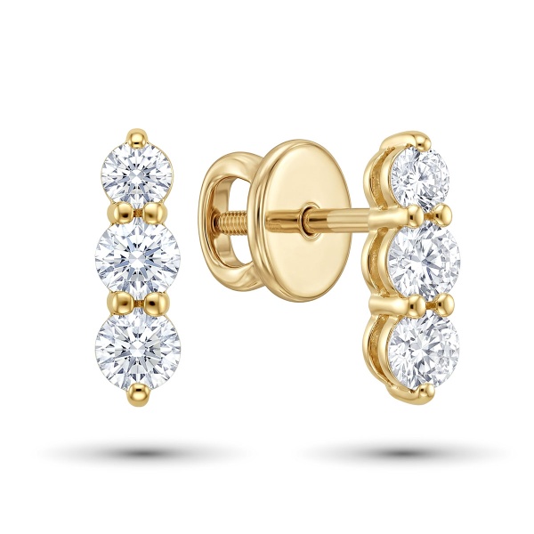 Серьги из желтого золота с бриллиантами