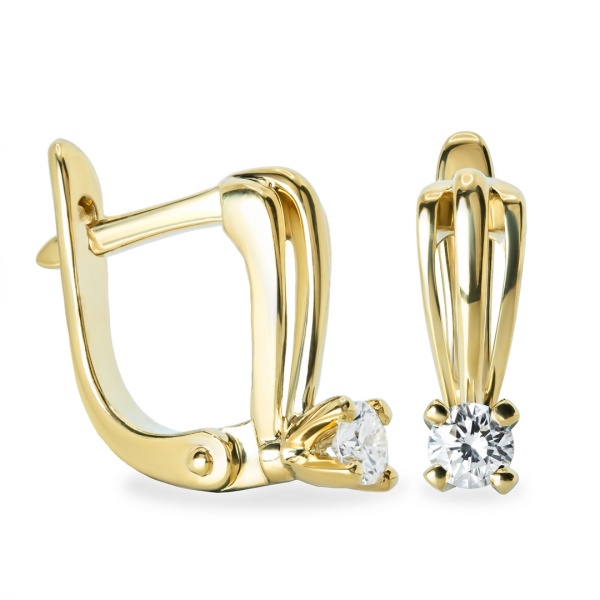 Серьги из желтого золота с бриллиантами