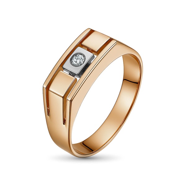 Кольцо из комбинированного золота с бриллиантом