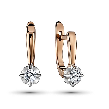 Серьги из комбинированного золота с бриллиантами