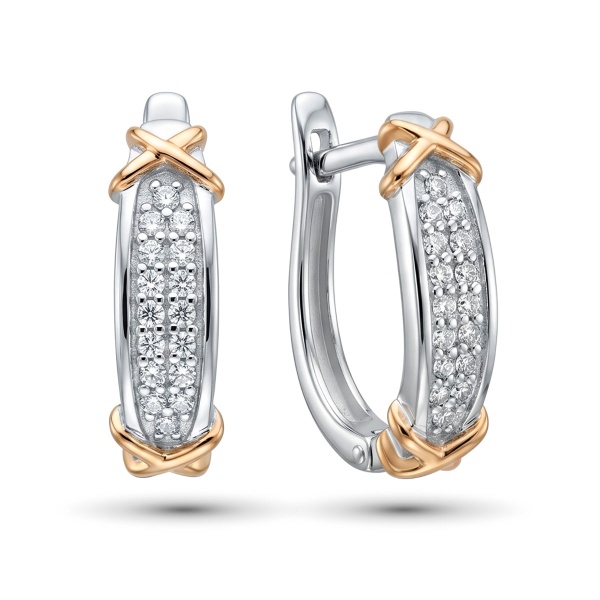 Серьги из комбинированного золота с бриллиантами