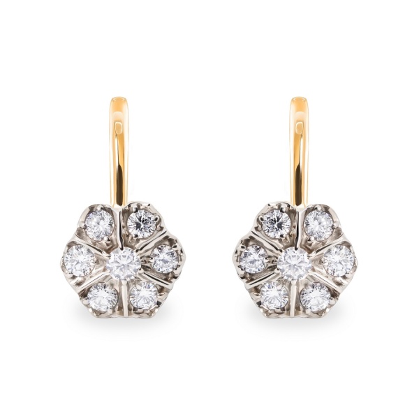 Серьги из комбинированного золота с бриллиантами