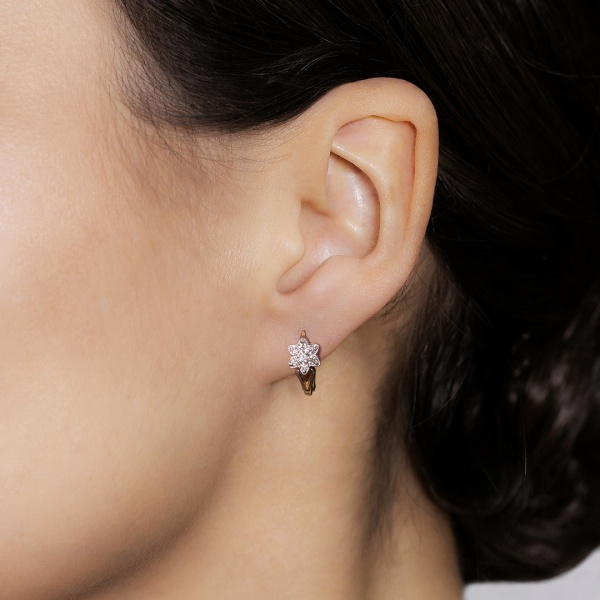 Серьги из комбинированного золота с бриллиантами