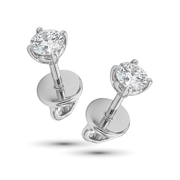 Серьги из родированного золота с бриллиантами