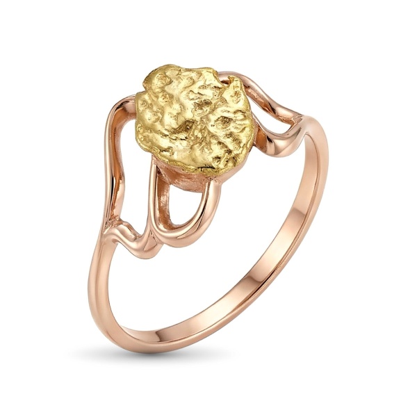Кольцо из красного золота с самородком