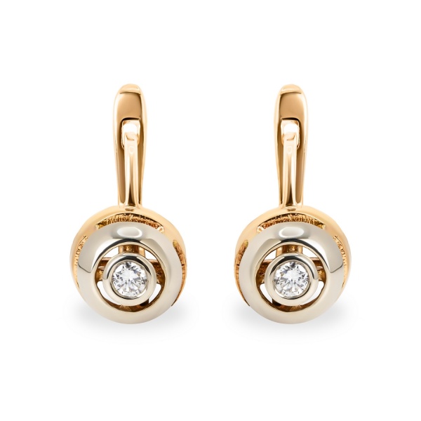 Серьги из комбинированного золота с бриллиантами