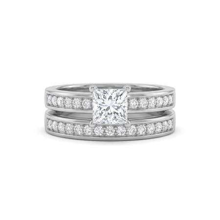 Кольцо из родированного золота с бриллиантами