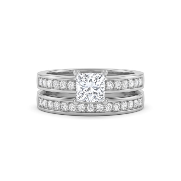 Кольцо из родированного золота с бриллиантами