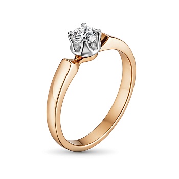 Кольцо из комбинированного золота с бриллиантом