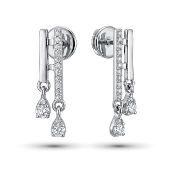 Серьги из родированного золота с бриллиантами