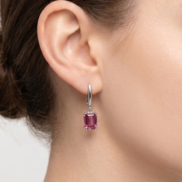 Серьги из родированного золота с турмалинами