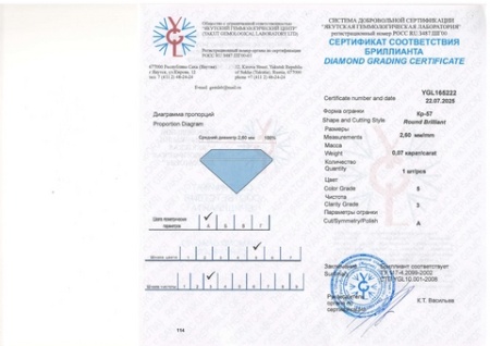 Бриллиант круглый 0,070 карат