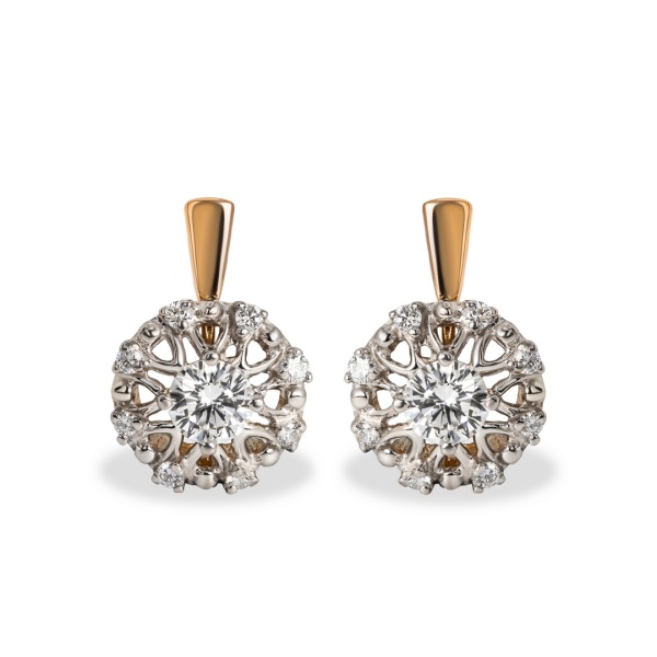 Серьги из комбинированного золота с бриллиантами