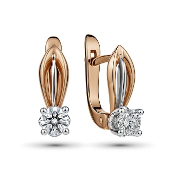 Серьги из комбинированного золота с бриллиантами