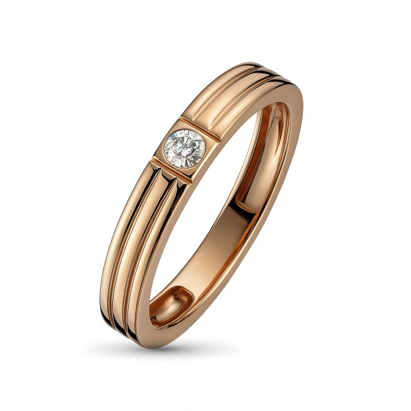 Кольцо из красного золота с бриллиантом