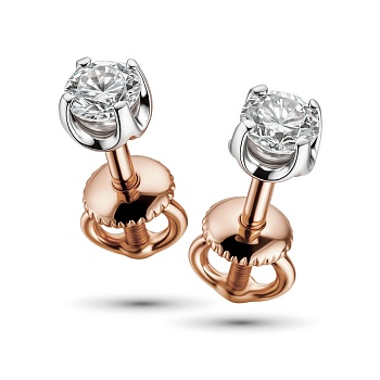 Серьги из комбинированного золота с бриллиантами