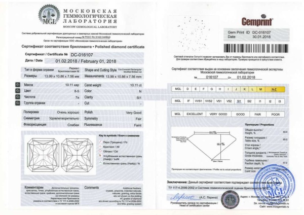 Бриллиант радиант 10,11 карат