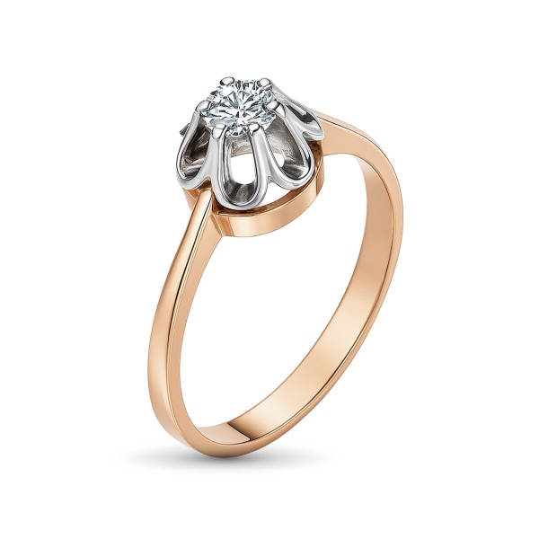 Кольцо из комбинированного золота с бриллиантом