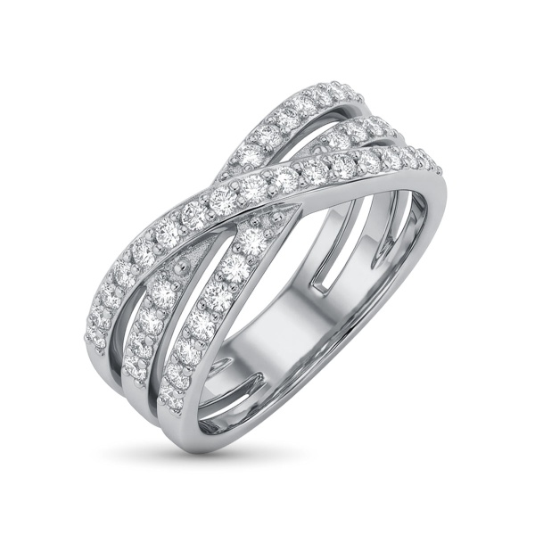 Кольцо из родированного золота с бриллиантами