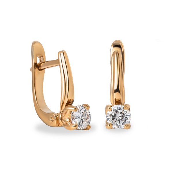 Серьги из красного золота с бриллиантами