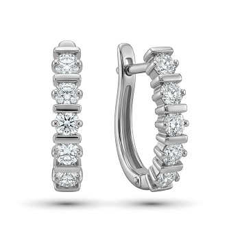 Серьги из родированного золота с бриллиантами