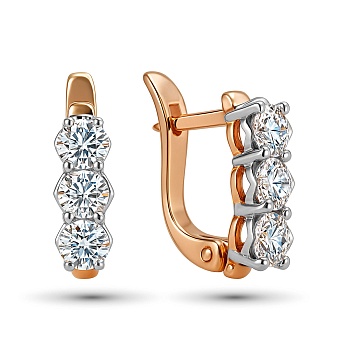 Серьги из комбинированного золота с бриллиантами