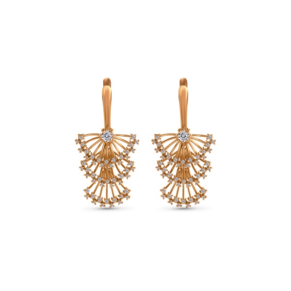 Серьги из желтого золота с бриллиантами