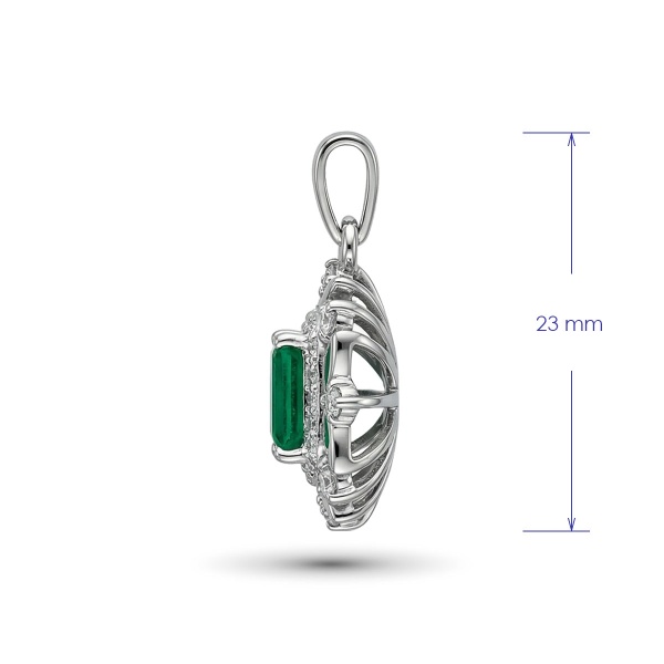 Подвеска из белого золота с изумрудом и бриллиантами