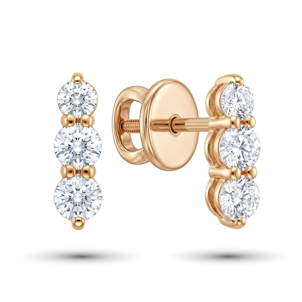 Серьги из красного золота с бриллиантами