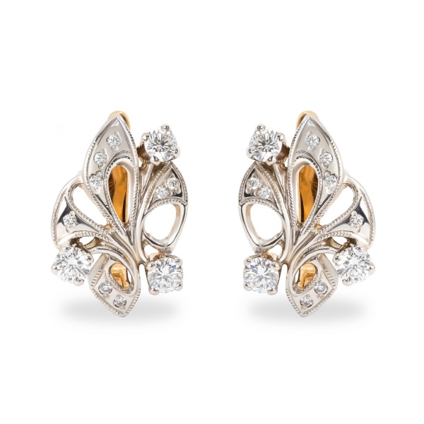 Серьги из комбинированного золота с бриллиантами