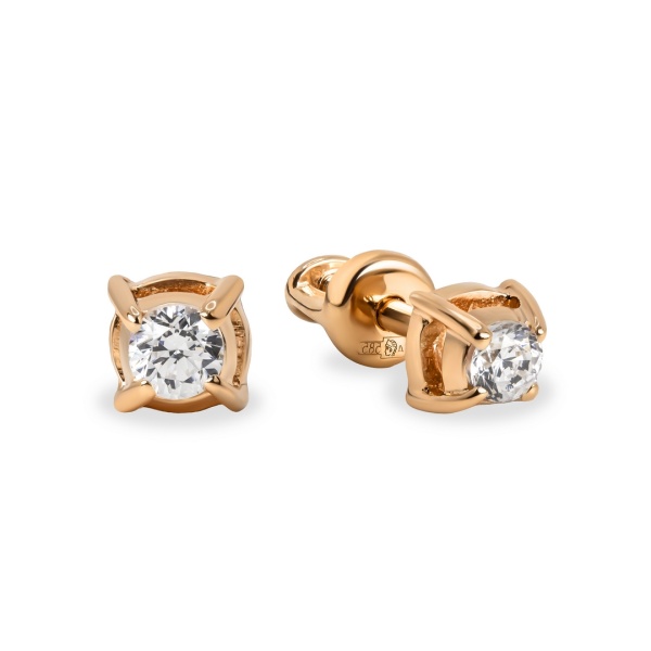 Серьги из красного золота с фианитом