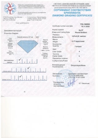 Бриллиант круглый 0,170 карат