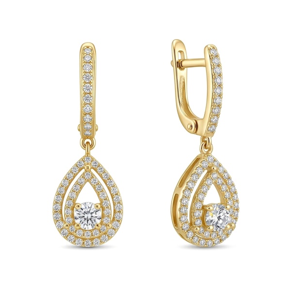 Серьги из желтого золота с бриллиантами