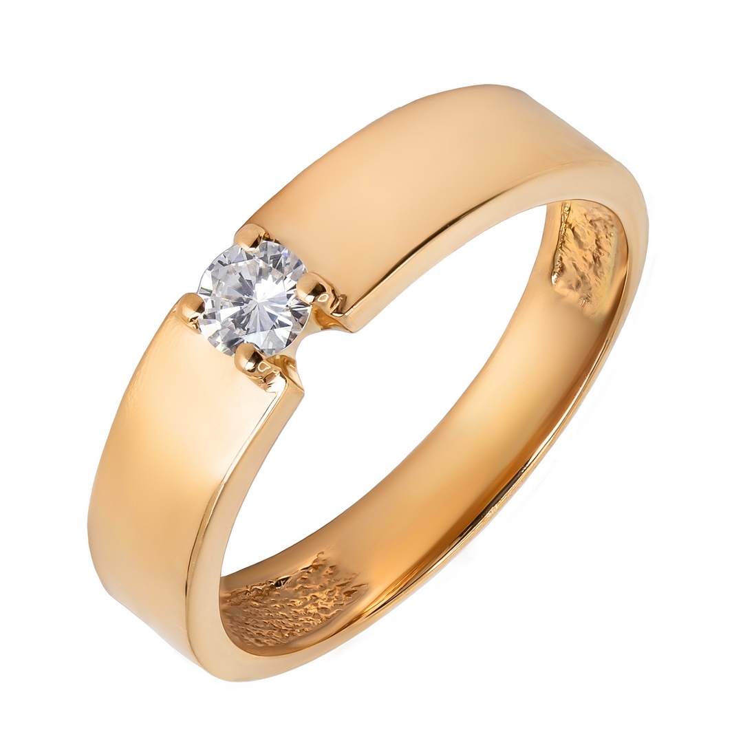 Кольцо из красного золота с бриллиантом