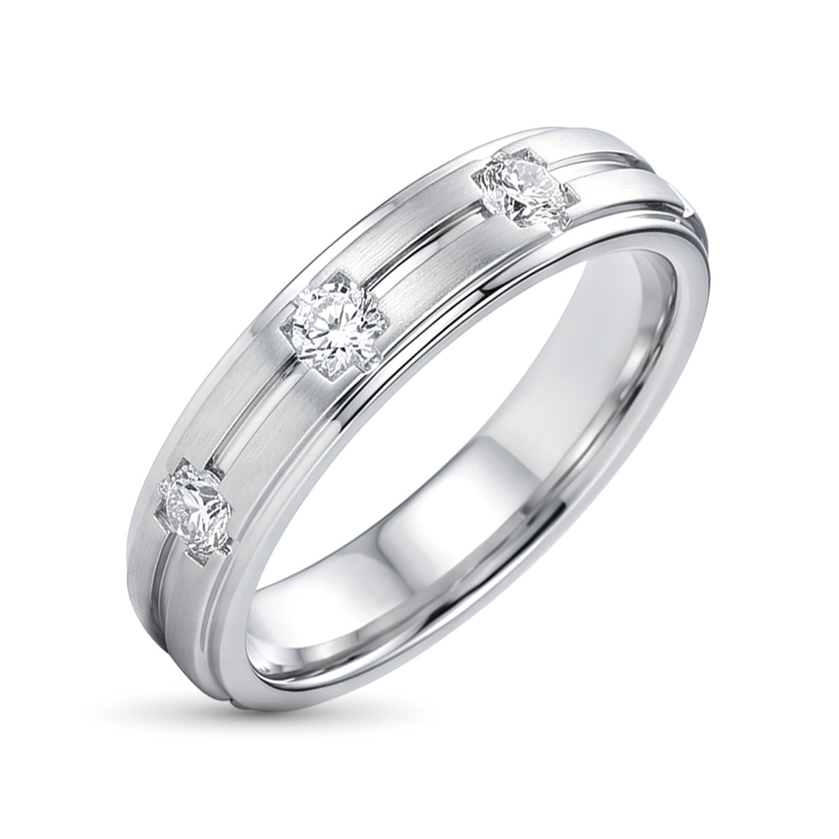 Кольцо из родированного золота с бриллиантами